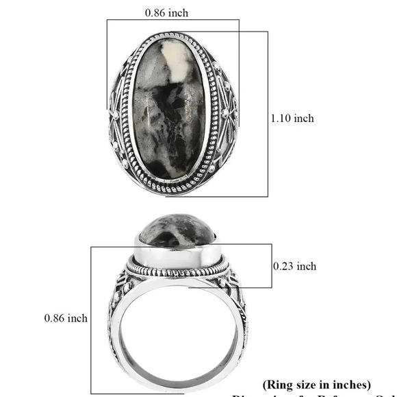 White Buffalo Solitaire Ring in 925 Sterling Silver - Picture 5 of 5